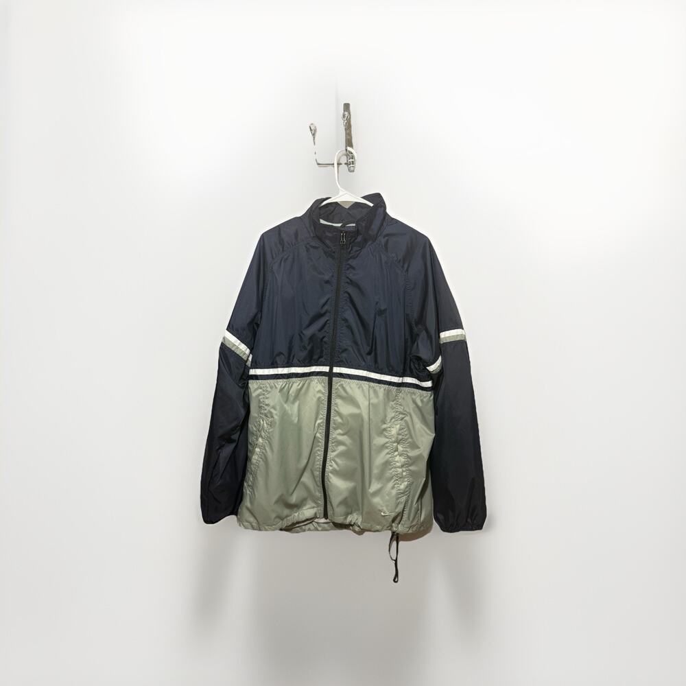 Vintage Nike Windbreaker Jacket Men’s M Navy Gray 90s Swoosh Zip Retro